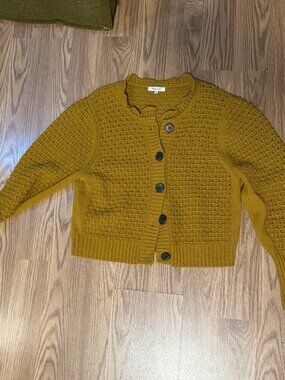 Madewell Puff Sleeve Mustard Cardigan Size XL